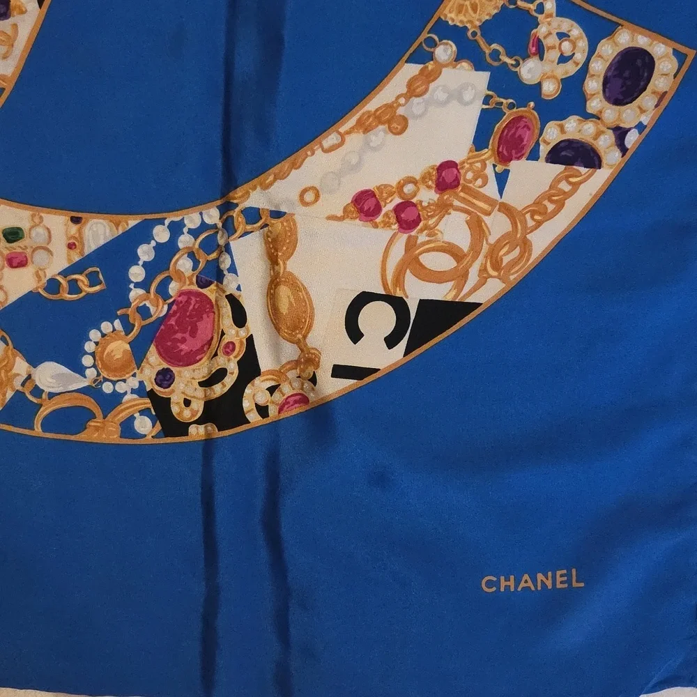 Chanel‎ Royal Blue and Gold Scarf